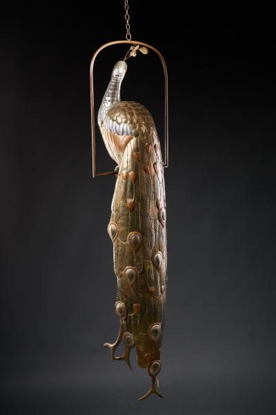 Sergio Bustamante Brass Peacock Sculpture