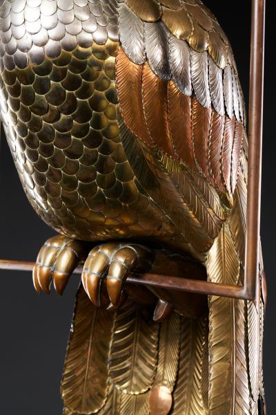 Sergio Bustamante Brass Peacock Sculpture