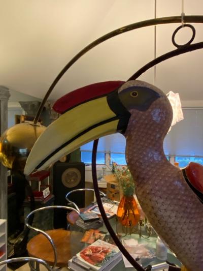 Sergio Bustamante LIFESIZE HORNBILL TOUCAN IN RING HANGING SCULPTURE