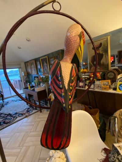 Sergio Bustamante LIFESIZE HORNBILL TOUCAN IN RING HANGING SCULPTURE