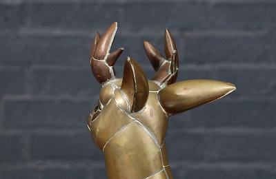 Sergio Bustamante Mexican Modernist Brass Copper Deer Sculpture by Sergio Bustamante