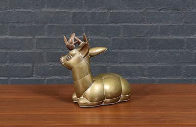 Sergio Bustamante Mexican Modernist Brass Copper Deer Sculpture by Sergio Bustamante