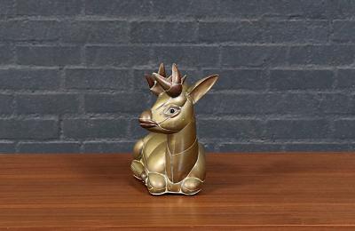 Sergio Bustamante Mexican Modernist Brass Copper Deer Sculpture by Sergio Bustamante