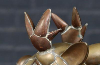 Sergio Bustamante Mexican Modernist Brass Copper Deer Sculpture by Sergio Bustamante