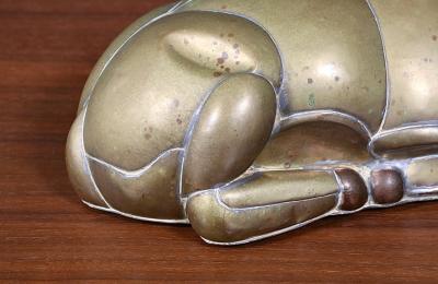 Sergio Bustamante Mexican Modernist Brass Copper Deer Sculpture by Sergio Bustamante