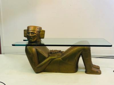 Sergio Bustamante Monumental Aztec Sun God Coffee Table in the Manner of Bustamante