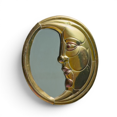 Sergio Bustamante Sergio Bustamante Mid Century Brass Moon Mirror