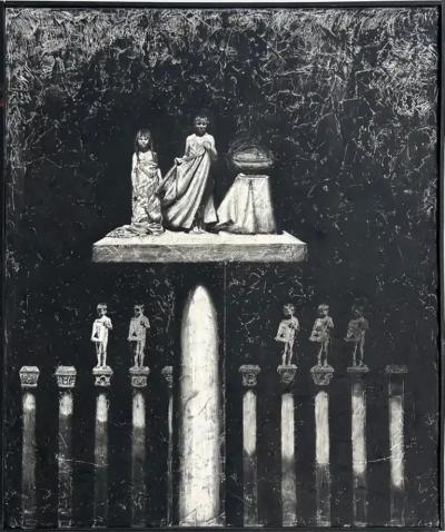 Sergio Daniel Blatto Vintage Sergio Daniel Blatto Figurative Black White Painting