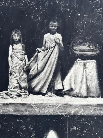 Sergio Daniel Blatto Vintage Sergio Daniel Blatto Figurative Black White Painting