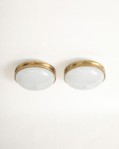 Sergio Mazza Opaline Glass Sigma Flush Mounts by Sergio Mazza for Artemide Italy c 1960