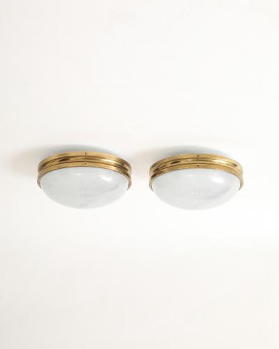 Sergio Mazza Opaline Glass Sigma Flush Mounts by Sergio Mazza for Artemide Italy c 1960