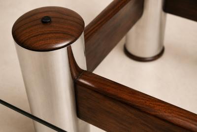 Sergio Rodrigues Amelia Coffee Table in Rosewood Chrome Plated Metal by Sergio Rodrigues