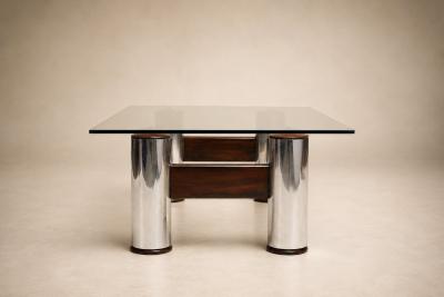 Sergio Rodrigues Amelia Coffee Table in Rosewood Chrome Plated Metal by Sergio Rodrigues