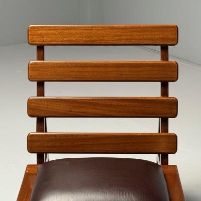 Sergio Rodrigues Brazilian Mid Century Modern Sculptural Lounge Chairs Mahogany Leather
