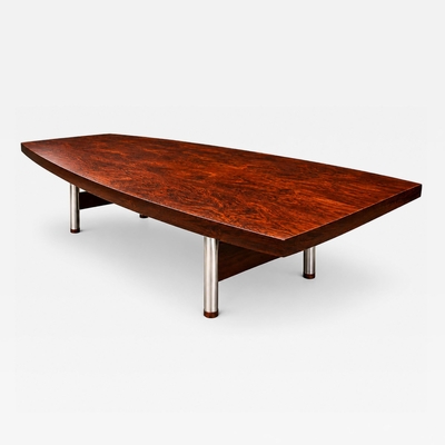 Sergio Rodrigues Brazilian Modern Beg Dining Table in Brazilian Rosewood and Chrome