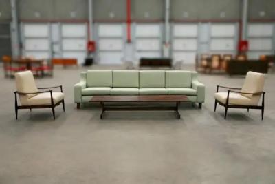 Sergio Rodrigues Brazilian Modern Caola Sofa in Green fabric Hardwood Sergio Rodrigues 1960