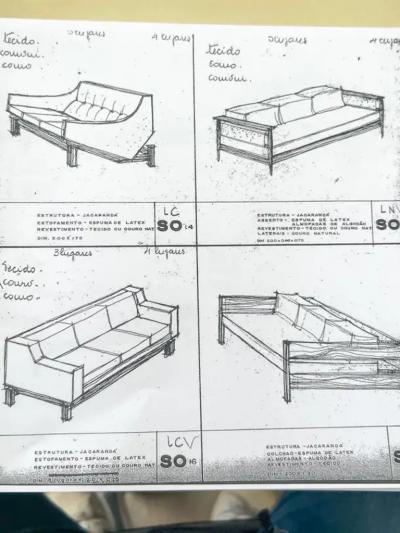 Sergio Rodrigues Brazilian Modern Caola Sofa in Green fabric Hardwood Sergio Rodrigues 1960