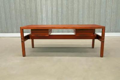 Sergio Rodrigues Brazilian Modern Desk in Hardwood with Floating Drawers Sergio Rodrigues 1960s
