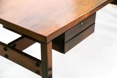Sergio Rodrigues Brazilian Modern Desk in Hardwood with Floating Drawers Sergio Rodrigues 1960s