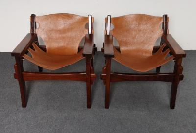 Sergio Rodrigues Brazilian Modern Kilin Lounge Chairs in Leather Jacaranda by Sergio Rodrigues