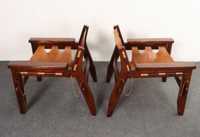 Sergio Rodrigues Brazilian Modern Kilin Lounge Chairs in Leather Jacaranda by Sergio Rodrigues