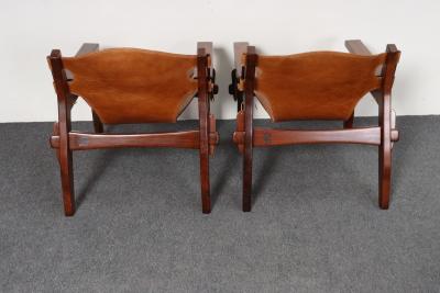 Sergio Rodrigues Brazilian Modern Kilin Lounge Chairs in Leather Jacaranda by Sergio Rodrigues