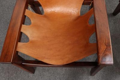 Sergio Rodrigues Brazilian Modern Kilin Lounge Chairs in Leather Jacaranda by Sergio Rodrigues