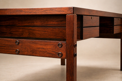 Sergio Rodrigues Brazilian Modern Monumental Executive Desk Sergio Rodrigues