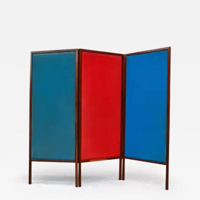Sergio Rodrigues Brazilian Modern Room Divider in Hardwood Leather by Sergio Rodrigues 1960s