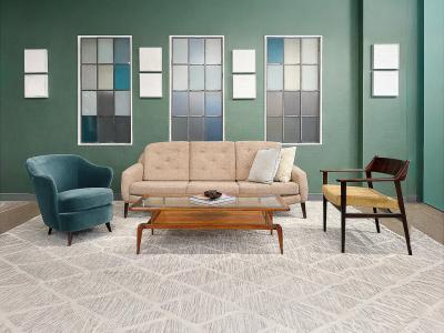 Sergio Rodrigues Brazilian Modern Stella Three Seat Sofa in Rosewood Boucl by S Rodrigues