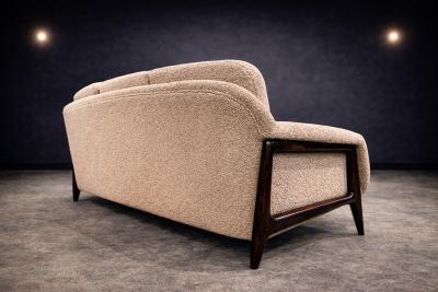 Sergio Rodrigues Brazilian Modern Stella Three Seat Sofa in Rosewood Boucl by S Rodrigues