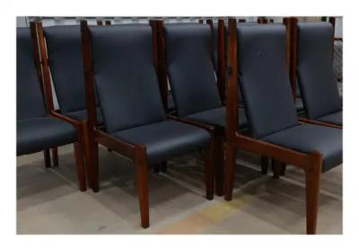 Sergio Rodrigues Brazilian Modern Twelve Chair Set in Hardwood Leather Sergio Rodrigues 1960s