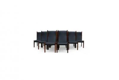 Sergio Rodrigues Brazilian Modern Twelve Chair Set in Hardwood Leather Sergio Rodrigues 1960s