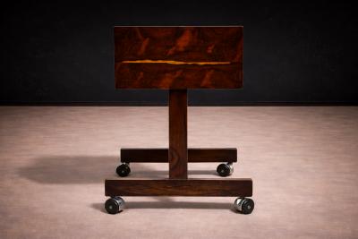 Sergio Rodrigues Console on wheels in Rosewood Chrome Wheels Sergio Rodrigues 1960s