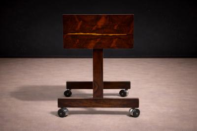 Sergio Rodrigues Console on wheels in Rosewood Chrome Wheels Sergio Rodrigues 1960s