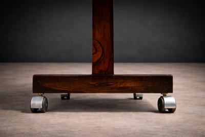 Sergio Rodrigues Console on wheels in Rosewood Chrome Wheels Sergio Rodrigues 1960s