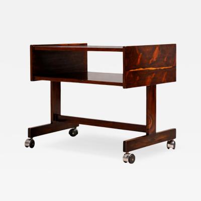 Sergio Rodrigues Console on wheels in Rosewood Chrome Wheels Sergio Rodrigues 1960s