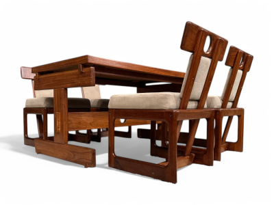 Sergio Rodrigues Cuiaba Dining Set in Hardwood Sergio Rodrigues 1970s Lot 478 479