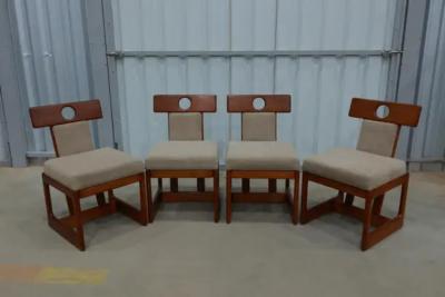 Sergio Rodrigues Cuiaba Set of of 4 Chairs in Hardwood and Fabric by Sergio Rodrigues 1970 s