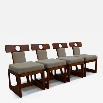 Sergio Rodrigues Cuiaba Set of of 4 Chairs in Hardwood and Fabric by Sergio Rodrigues 1970 s