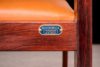 Sergio Rodrigues Dining Chairs in Rosewood Leather Sergio Rodrigues for Bloch 1960s