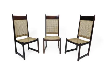 Sergio Rodrigues Highback Rosewood and Cane Dining Chairs
