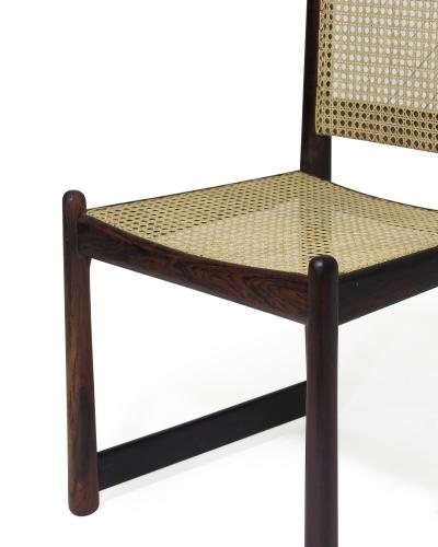 Sergio Rodrigues Highback Rosewood and Cane Dining Chairs