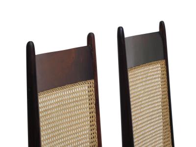 Sergio Rodrigues Highback Rosewood and Cane Dining Chairs