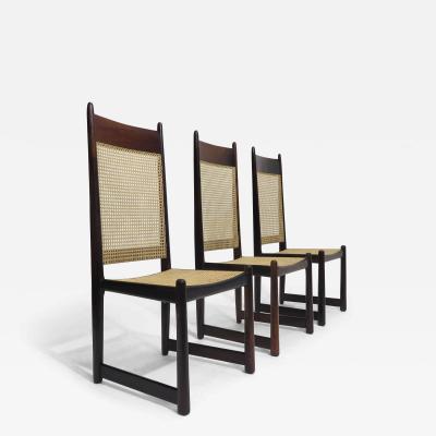 Sergio Rodrigues Highback Rosewood and Cane Dining Chairs