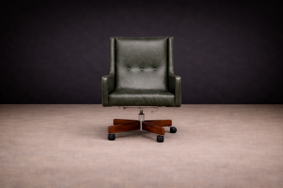 Sergio Rodrigues Holperin Armchair in Green Leather Rosewood Sergio Rodrigues for Oca 1962
