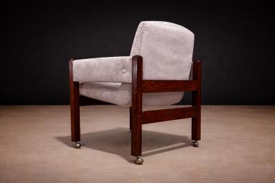 Sergio Rodrigues Jimi Armchair with Wheels in Rosewood Ultra Suede Sergio Rodrigues