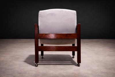 Sergio Rodrigues Jimi Armchair with Wheels in Rosewood Ultra Suede Sergio Rodrigues