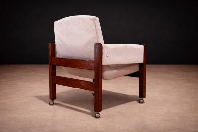 Sergio Rodrigues Jimi Armchair with Wheels in Rosewood Ultra Suede Sergio Rodrigues