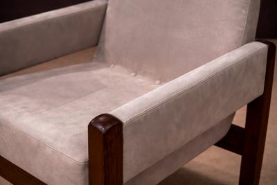 Sergio Rodrigues Jimi Armchair with Wheels in Rosewood Ultra Suede Sergio Rodrigues